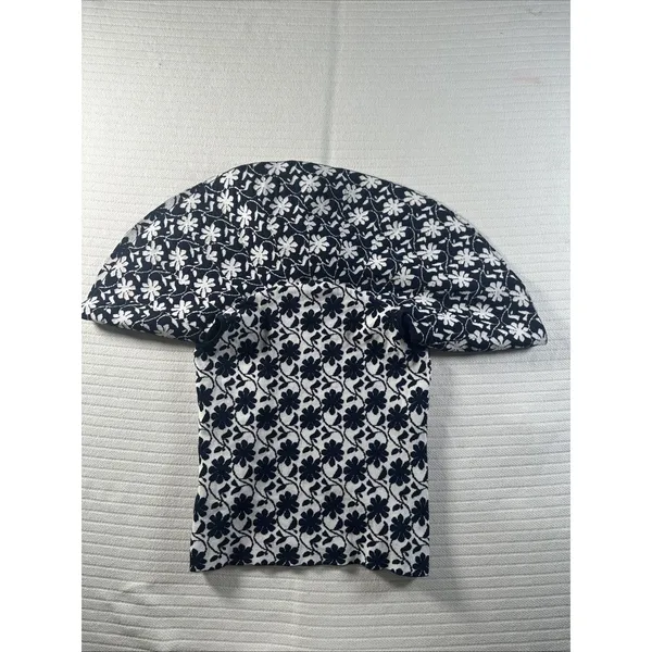 Club Monaco Rowlen Floral Off-Shoulder Top Womens Size XS Navy Blue White Knit - Image 9