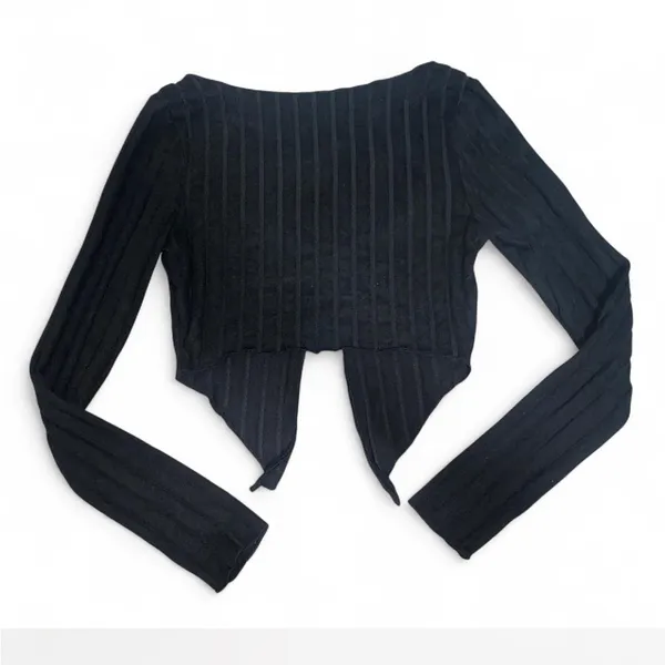 SheIn Black Ribbed Long Sleeve Top - Image 2