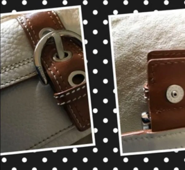 Coach Leather Cream & Brown Wristlet - Image 4
