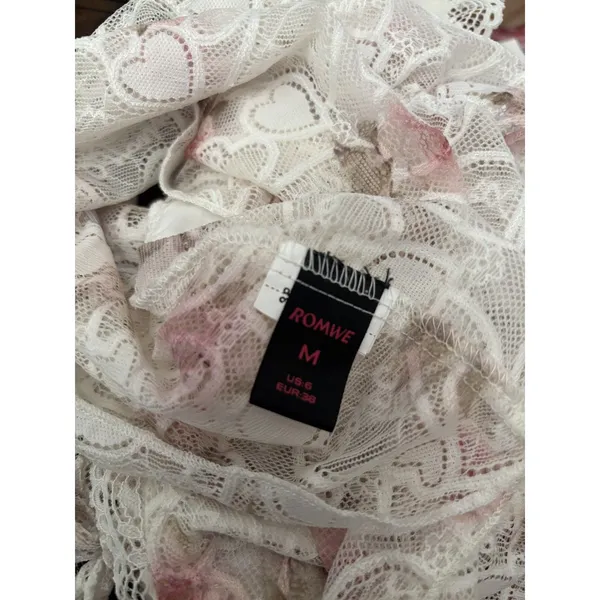 ROMWE White Floral Lace Corset Tank Top Size Medium - Image 6