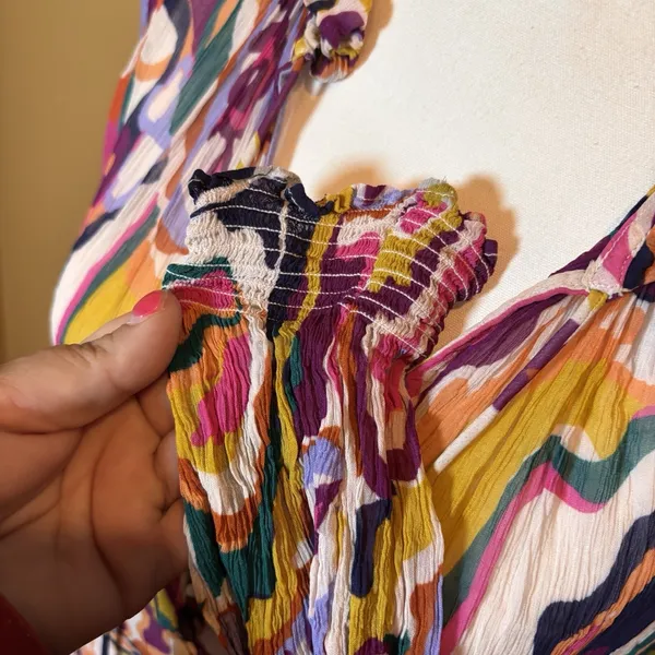 Anthropologie The Marais Printed Chiffon Maxi Dress‎ XS Boho Tiered Ruffle - Image 5
