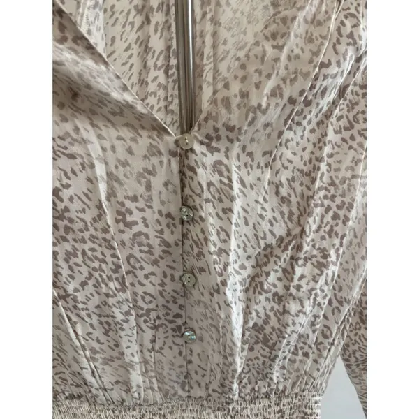 Rails Jasmine Dress Tan Watercolor Leopard XS Smocked Waist‎ Mini - Image 4