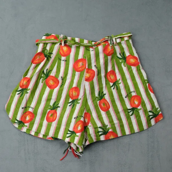 Farm Rio Anthropologie Pineapple Striped Shorts XS Green Pink Tropical Boho - Image 2