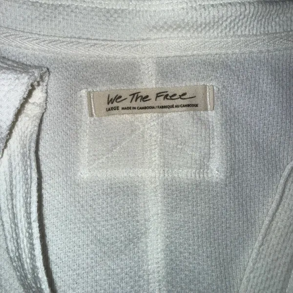 Free People We The Free Henley Top Women L White Excellent Waffle Knit Thermal - Image 2