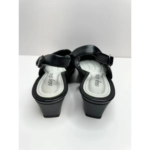 Easy Street Black Slingback Pumps Pleated Low‎ Block Heel Shoes 6.5 - Image 7