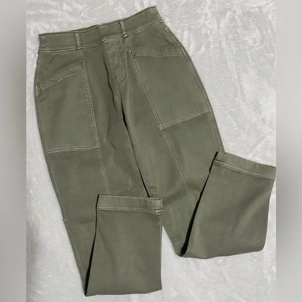 SPANX Stretch Twill Straight Leg Pants Olive Oil Green Size XS - Image 6