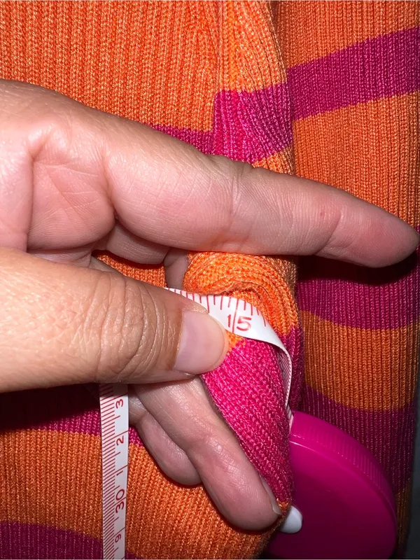 Striped Orange and Fuchsia Knit on‎ Dress flared sleeves small - Image 7