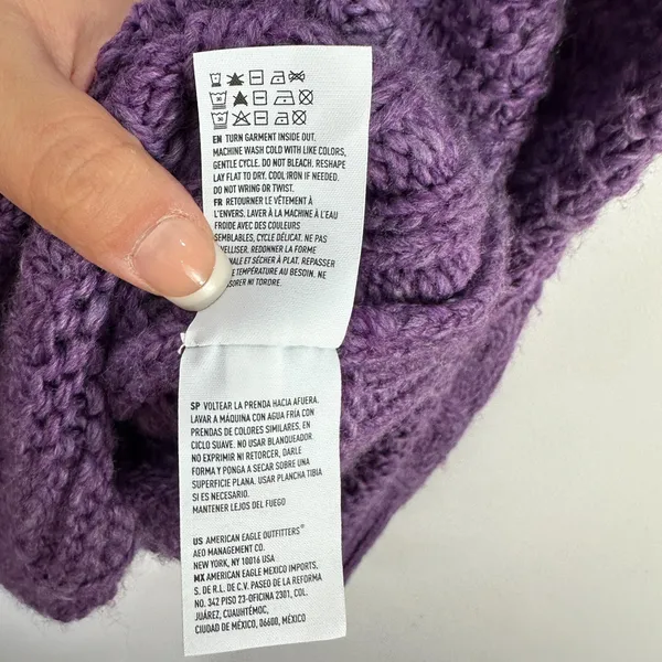 American‎ Eagle Sweater Womens M Purple Cable Knit Wool Blend Chunky Pullover - Image 7