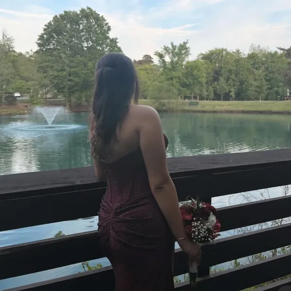 Sherri Hill Size 12 Burgundy Prom Dress – Satin Corset Mermaid Gown w/ Slit - Image 6
