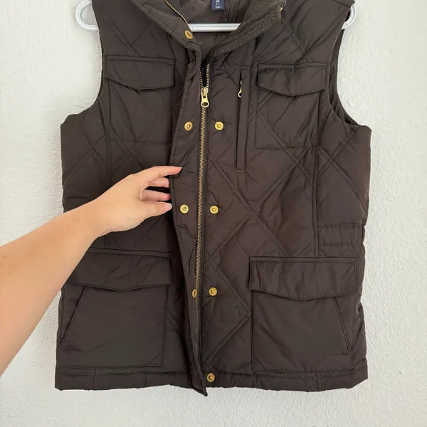 Land’s End Espresso Brown Quilted Puffer Vest Jacket Zip Up Women’s Size XS 2 4 - Image 2