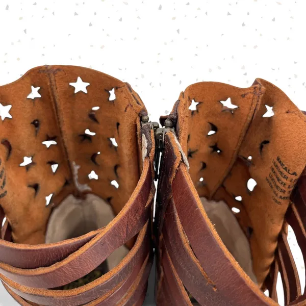 Freebird by Steven Makala Cognac Stars Moons Tall Leather Heeled Sandal Size 10 - Image 13