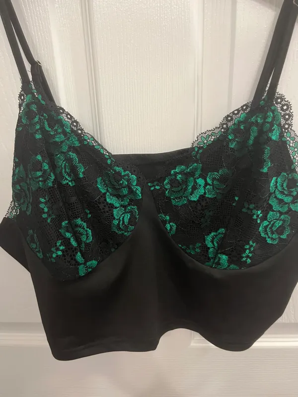 NWOT SHEIN Curve Size 2XL Black & Green Bralette - Image 4