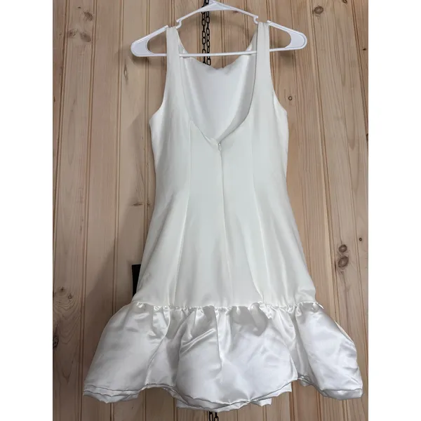 Lulus Superb Aura White Ruffled Drop Waist Mini Dress Cocktail Engagement Large - Image 7