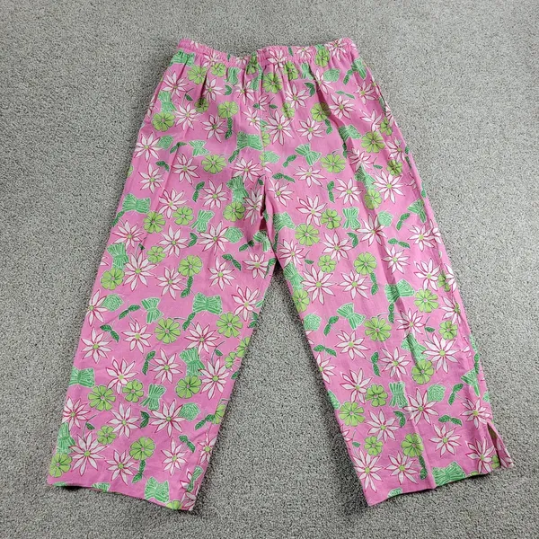 VTG Erin London Petite Pant Set Womens PS/PM Pink Green Floral Full Zip Hood - Image 12