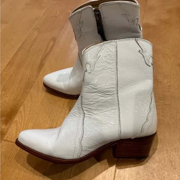 Free People New Frontier Western ankle boot bootie cowgirl white 37 7 - Image 4