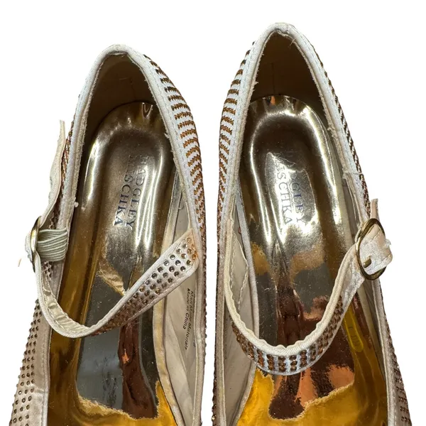 Badgley Mischka Shoes Womens Size 5 Ivory Block‎ Heel Mary Jane Rhinestone Dress - Image 3