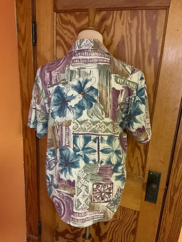Vintage 80s Season Ticket Blouse Medium Boho Abstract Print Pocket Top - Image 5