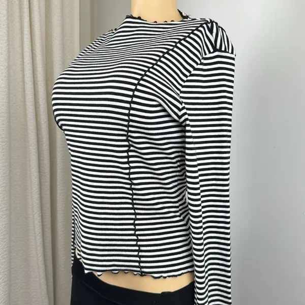 Stockholm atelier Striped Exposed Seam Boat Neck Top Sz - Image 3