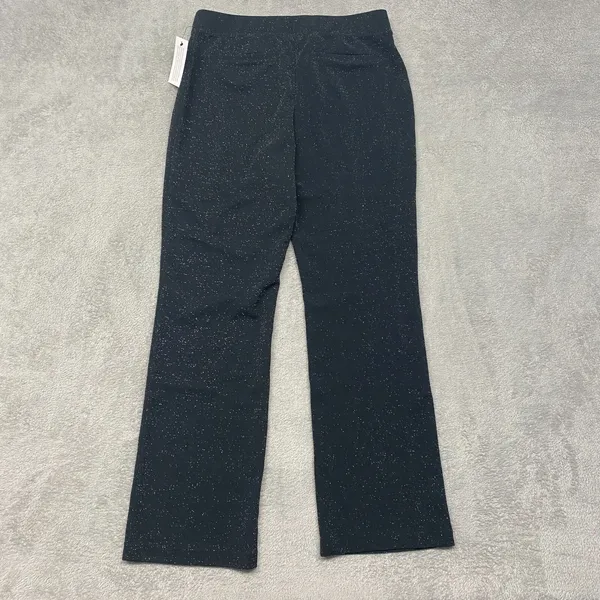 Isaac Mizrahi Live Pants Womens Medium Black Sparkle Pebble Crepe Boot Cut - Image 10