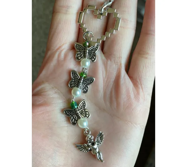 aesthetic Kawaii fairy vintage goth angel/cherub & butterflies phone strap/bag charm/keychain/display👼 - Image 4