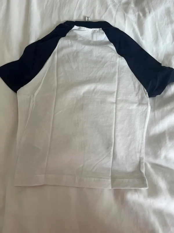 H&M | Raglan Baseball Crop Top - Navy Blue & White XS - Image 4