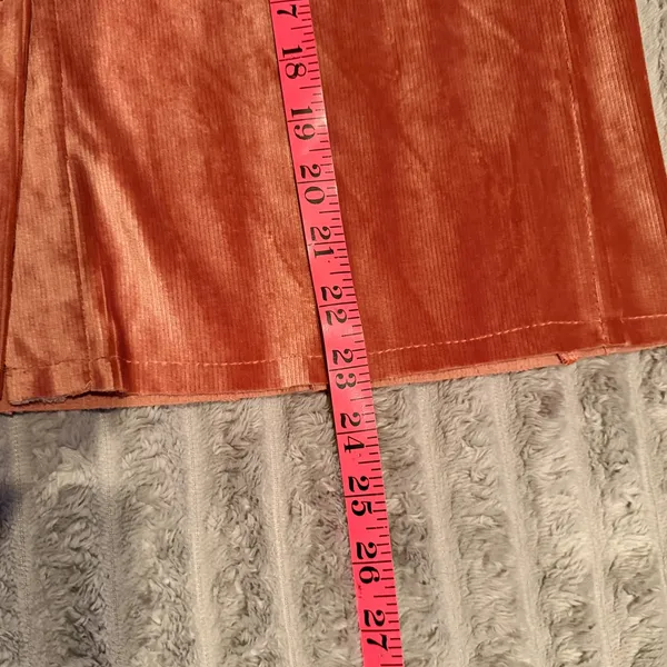 POL‎ Corduroy Button Front Mini Skirt Terracotta Pink Size S Boho A-Line Skirt - Image 5
