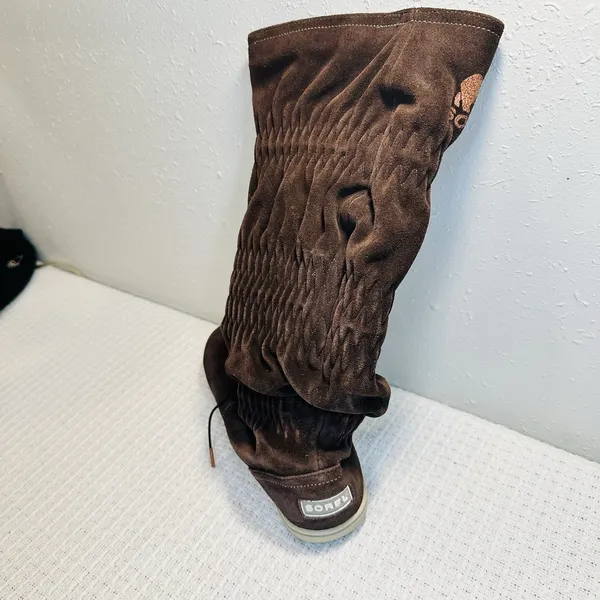 Ladies Sorel Firenzy Tall Wool Lined Winter Boots 8 Brown Suede Flats Shoes Snow - Image 10