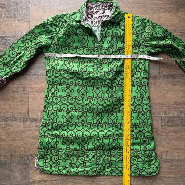 Tizzie Womens Green Brown Geometric‎ Print Shift Tunic Mini Dress Small Cotton - Image 4