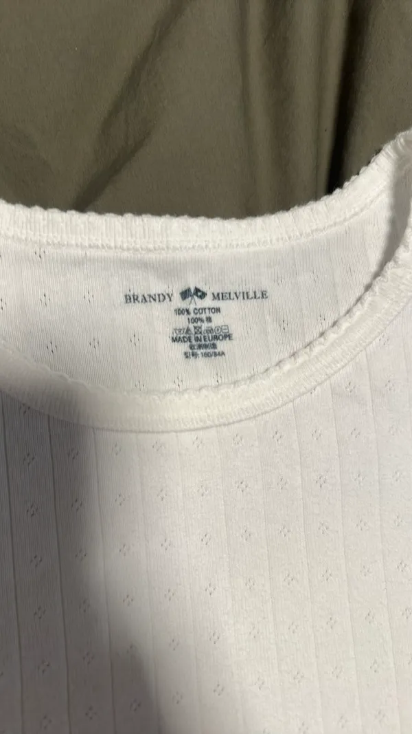 Brandy Melville White Eyelet Baby Tee - Image 2