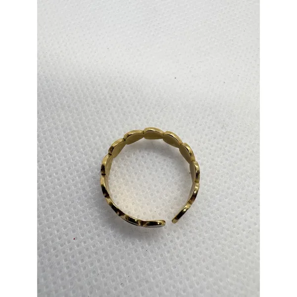 18K Gold‎ Plated Heart Enamel Band Ring Size 7 Open Adjustable Black Hearts Cute - Image 9