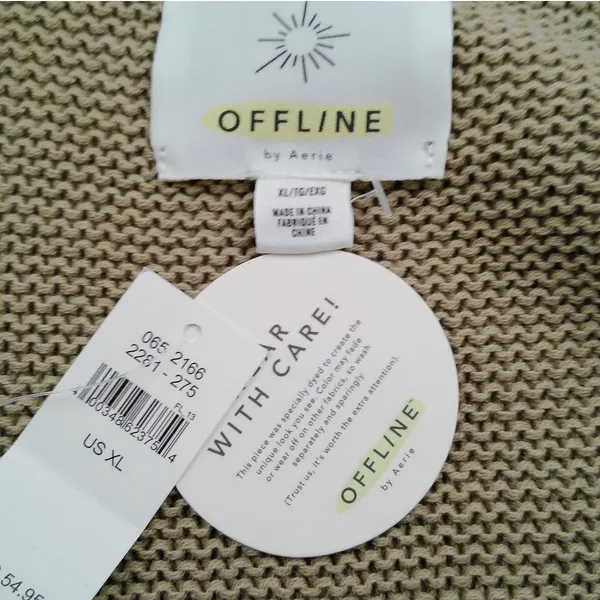 Offline Aerie V-Neck Cropped Sweater Ribbed Knit Cotton XL Lightweight NWT - Image 5