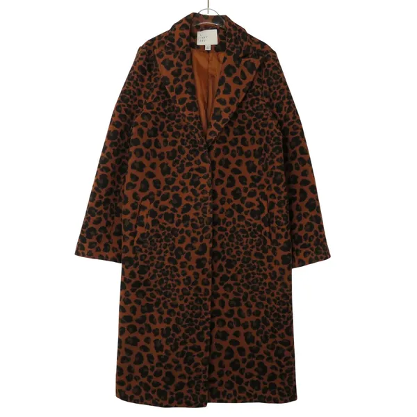 A New Day Leopard Print Long Peacoat Casual Jacket Small Animal Print Oversized - Image 4