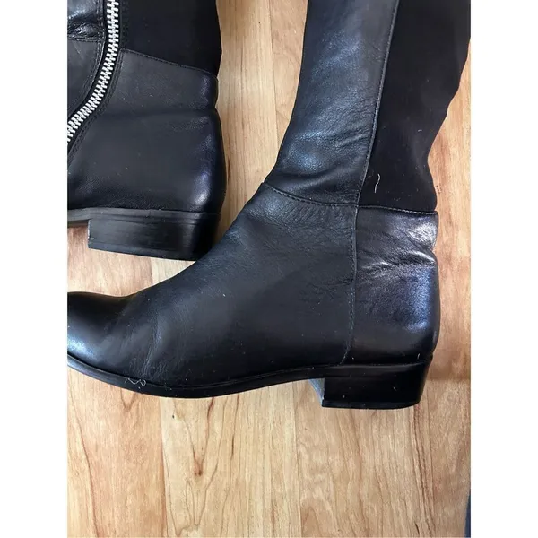 Michael Kors knee-high leather boots size small stretchy back - Image 3