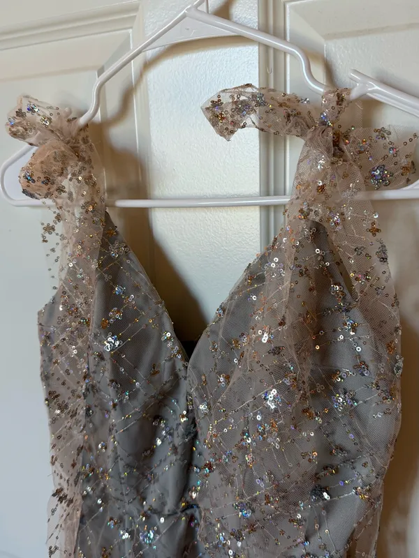 Lucy in the Sky Silver Sequin V‑Neck Mini Dress - Image 4
