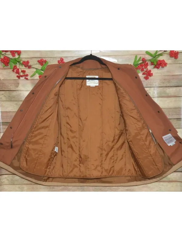VTG London Fog Jacket Womens 10 Tan Brown Hooded Rain Coat Weatherwear Zip Liner - Image 12