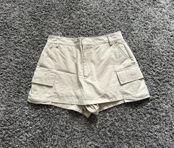 Zara Cream Cargo Skort Shorts - Image 2