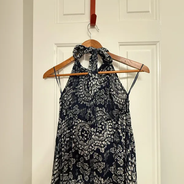 Elan Navy and White Patterned Dress OS - Image 4