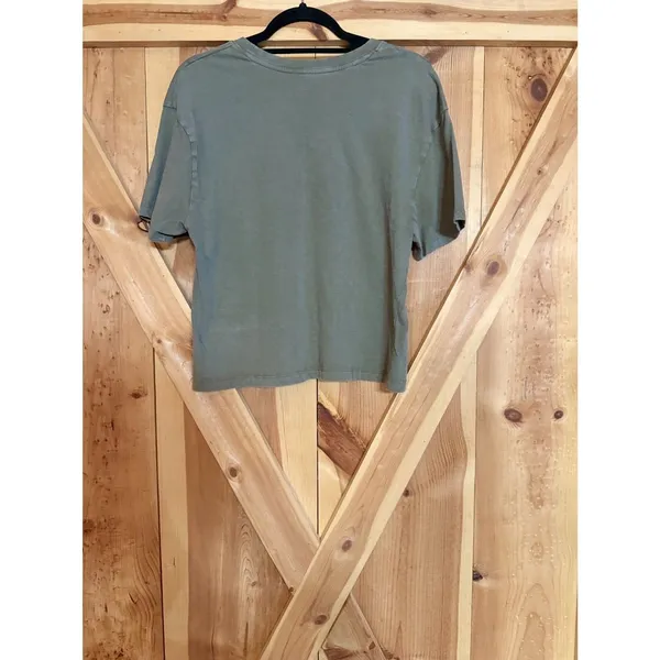 Source Unknown West Coast California 99 Graphic Cropped Tee Shirt Size Large Retro Green - Image 2