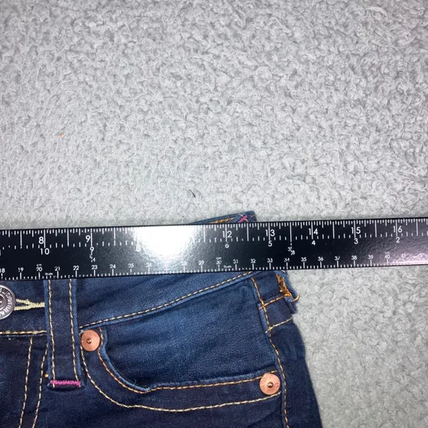 True Religion Low Rise Capri Jeans Womens 25x23.5 Blue Y2K Pink Stitch Logo Flaw - Image 8