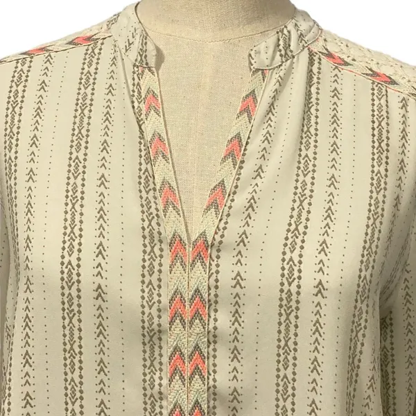 Jolt Off White V Neck Semi Sheer 3/4 Sleeve Blouse - Image 2