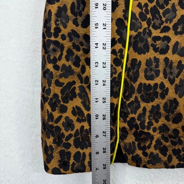 For Love & Lemons Leopard Print Mini Dress Puff Sleeve Yellow Trim‎ S - Image 3