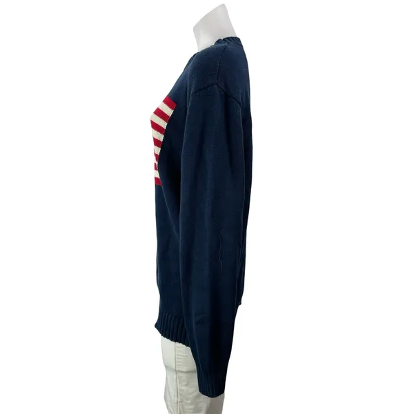Brandy Melville Women's Dark Blue Long Sleeves American Flag Knit Sweater Top M - Image 2