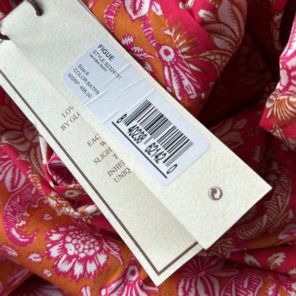 NWT FIGUE hayden Maxi skirt in batik floral raspberry print size 8 $498 cotton - Image 5