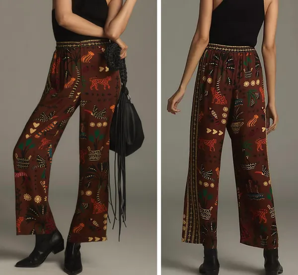 Farm Rio Tropical Print Pull-On Straight Leg Pants, Size M - Image 2