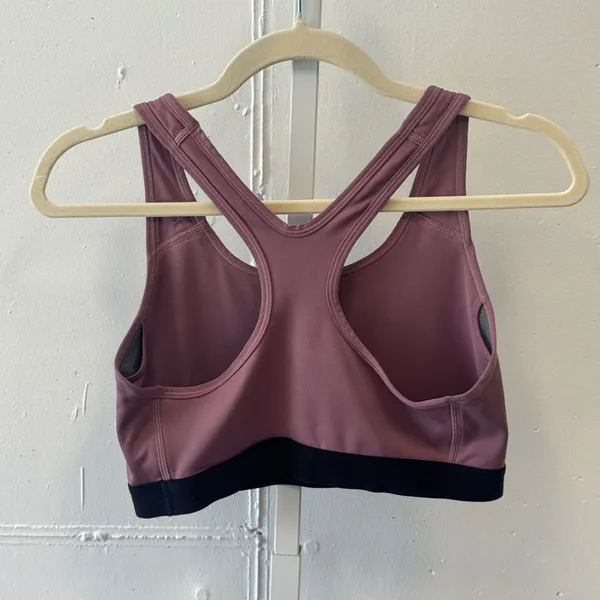 Nike Dri-FIT Swoosh Medium Support Racerback Sports Bra Mauve Pink 849699-515 M - Image 2