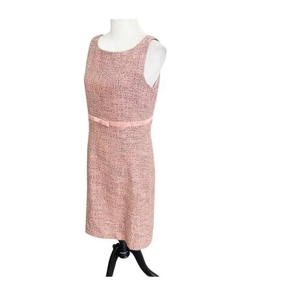 Gap Plush Pink Coral Tweed Stylish Formal Sheath Dress Size 12 Bowtie Waist - Image 2