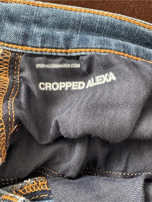 7 For All Mankind Cropped Alexa Blue Raw Hem Denim Jeans Size 28 - Image 10