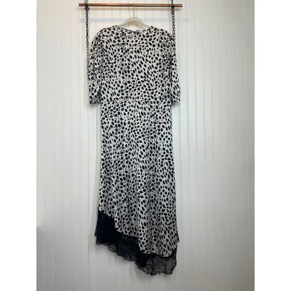 Lost Ink Leopard Print Midi Dress & Single Breasted Blazer Black White Bundle 2X - Image 3