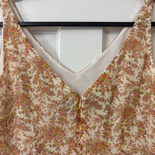 Dana Buchman VTG Cottagecore 100% Silk Midi Dress 6 Y2K Floral Fairycore Ruffle - Image 4
