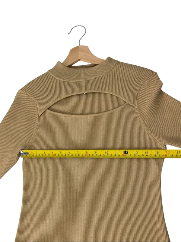 The Drop Chantal Cutout Ribbed Knit Bodycon Midi Sweater Dress M Camel NWT - Image 9